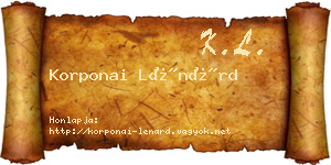 Korponai Lénárd névjegykártya